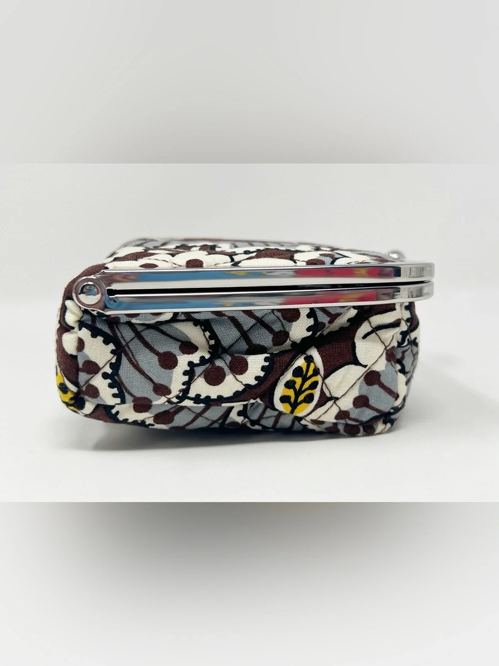 Vera Bradley State Blooms Floral Brown Kiss Lock Clutch/Makeup Bag
